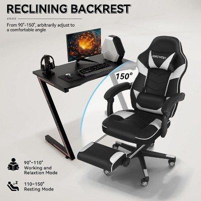 ELECWISH Racing Style High Back Computer Chair with Footrest Headrest and Lumbar Support