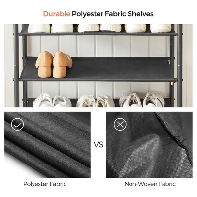 Cream 5-Tier Fabric and Metal Shoe Rack