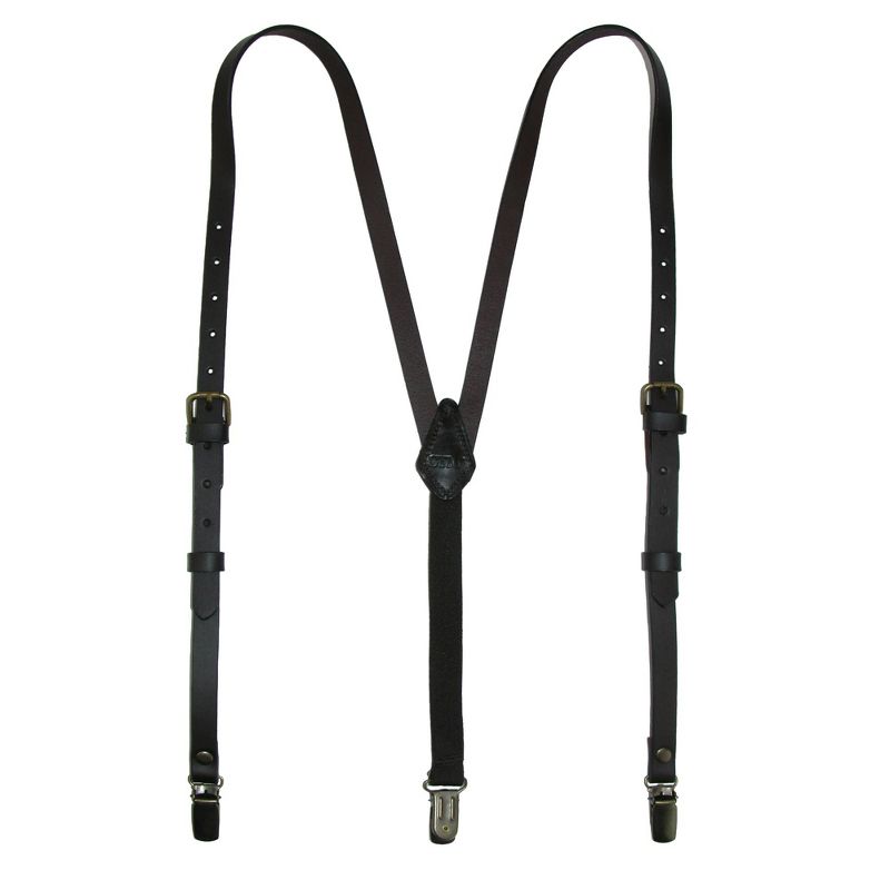 CTM Women's Coated Leather 1/2 Inch Clip-End Suspenders, 1 of 4