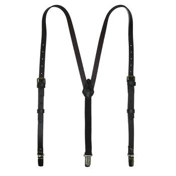 CTM Women's Coated Leather 1/2 Inch Clip-End Suspenders