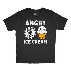 Youth Funny T Shirts Angry But Up For Ice Cream Sarcastic Dessert Graphic Novelty Tee For Kids - Crazy Dog Youth T Shirt Black S - 1 of 4