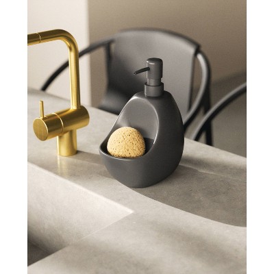 Black Stainless Steel Soap Dispenser with Scrubby Caddy