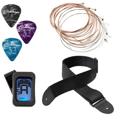 41-Inch Black Linden Beginner Acoustic Guitar with Accessories