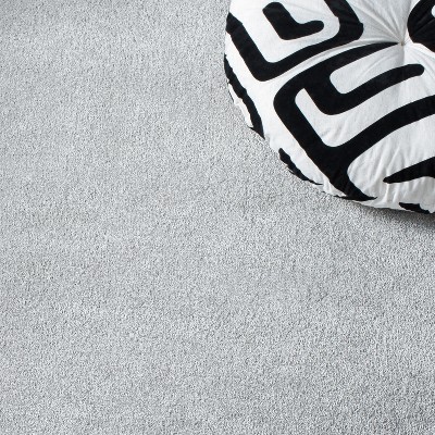 Light Gray Hand-Knotted Solid Synthetic Area Rug
