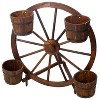 Gulches Brown Cart Shaped Wooden Planters with 4 Wheels and 1 Long Wooden Handle for Easy Mobility and Long - Term Use - 2 of 4