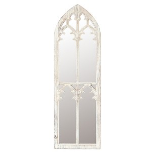 LuxenHome Distressed White Wood Cathedral Framed Wall Mirror - 1 of 4