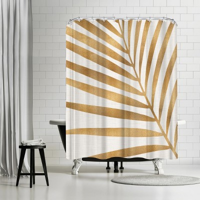 Americanflat Gold Palm Leaf by Modern Tropical 71" x 74" Shower Curtain