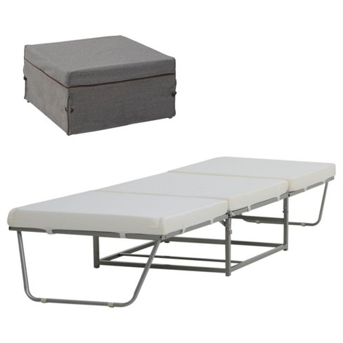 Folding Ottoman Sleeper Bed with Mattress for Guest Bed and Office