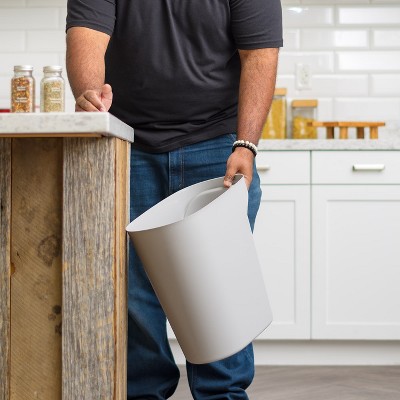 Gray 6 Gallon Plastic Wastebasket with Handles, Set of 3