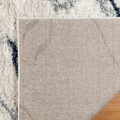 Gray and Navy Abstract Shag 5' x 7' Area Rug
