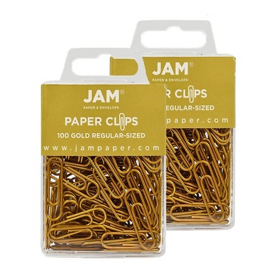 JAM Paper Colored Standard Paper Clips Small 1 Inch Gold Paperclips 21832058A