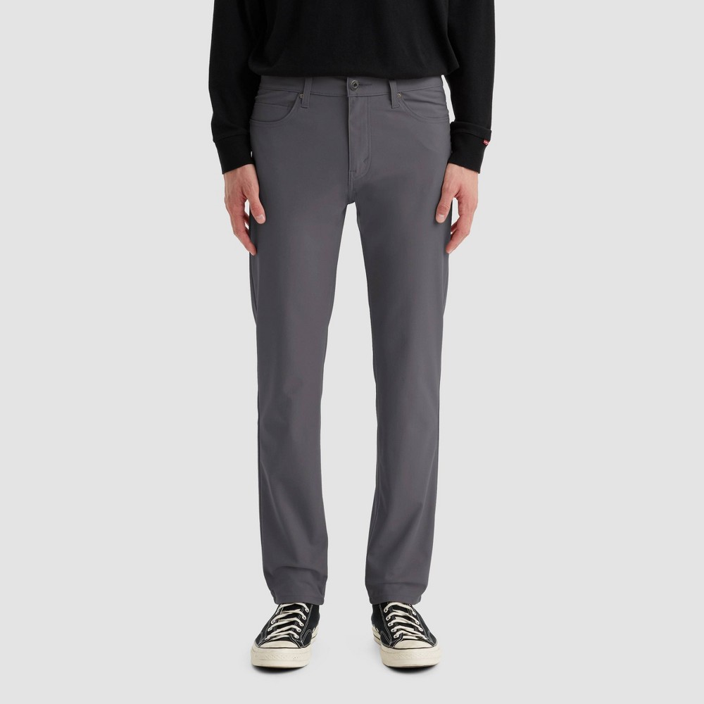 levi's® men's 511™ slim tech five pocket pants - charcoal gray 34x32: midweight knit, stretch, mid rise, fly button & zipper