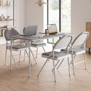 Coolmee 4pcs Folding Chair with Thickened Padded PU Cushion, Metal Legs and Non-Slip Feet Pads, Portable Stackable Commercial Seat for Home, Office - 1 of 4