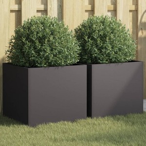 Aghana Digitals 2-Piece Black Rectangular Cold-Rolled Steel Planters: Indoor/Outdoor Industrial - 1 of 4