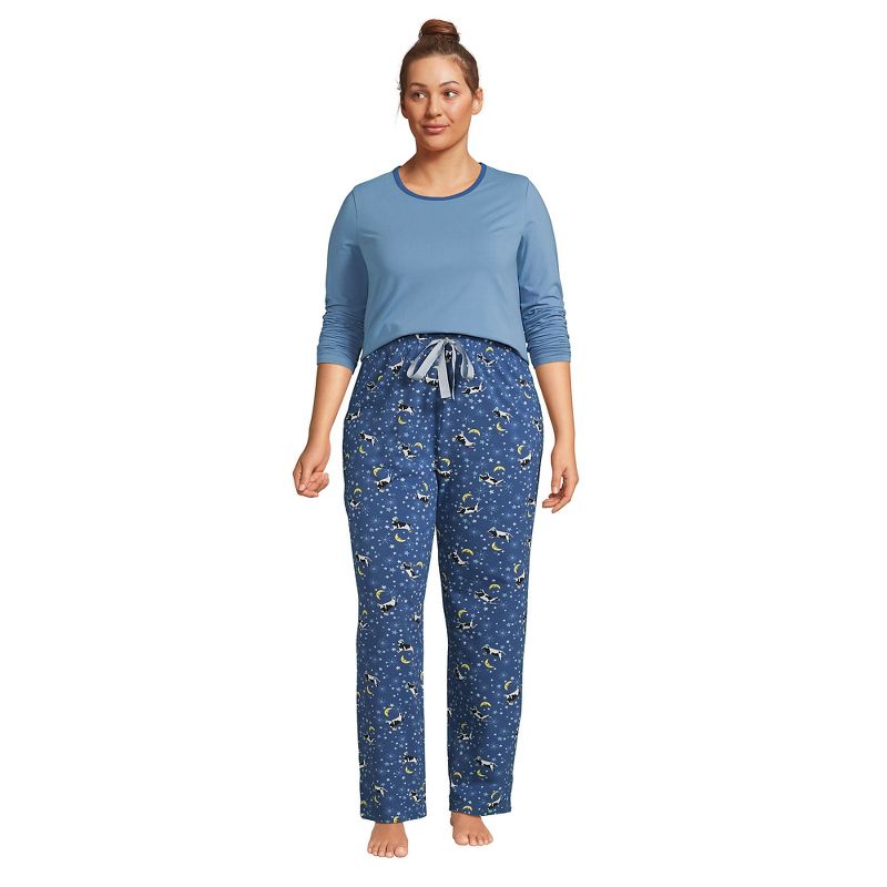 Lands' End Women's Knit Pajama Set Long Sleeve T-Shirt and Pants, 4 of 6