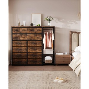 16 Drawers Dresser for Bedroom, Clothes Storage Organizer with Hanging Rack, 51" Tall Chest of Drawers with Fabric Bins, Large Closet Dresser - 1 of 4