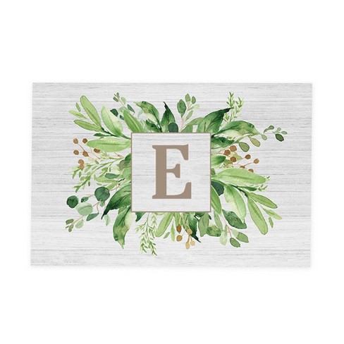 Personalization Mall Spring Greenery Letter Doormat, 20" x 35" - image 1 of 1