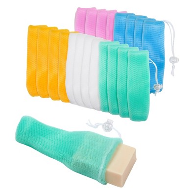 Okuna Outpost 20 Count Bar Soap Saver Bags, Loofah Holder Pouches for Bath or Shower (5 Colors)