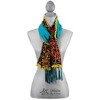 Pavilion Gift Company - Peacock Cotton Scarf - 20" x 71" Multicolor Floral Scarf - Sweaters and Shawls - 2 of 2