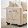 3 Seat Sofa Couch, 89'' Chenille Fabric Upholstered Sofa with Wide Armrest and Removable Headrest, Comfy Couches with Side Storage Pockets (Beige) - 3 of 4