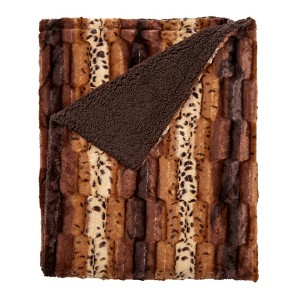 BrylaneHome Faux Fur Animal Print Throw - 1 of 3