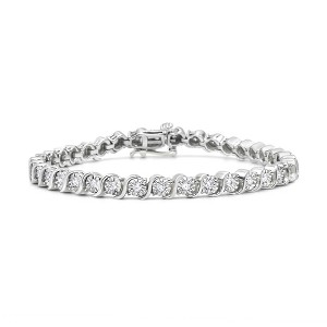 Haus of Brilliance Silver 1/4 Cttw Diamond Round Miracle Plate and "S" Link Tennis Bracelet - 1 of 4