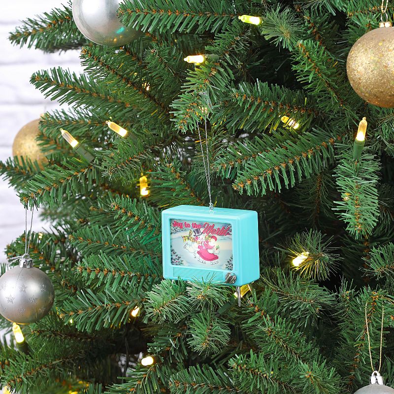 Mr. Christmas 3.75" Musical LED TV Ornament - Teal, 2 of 7