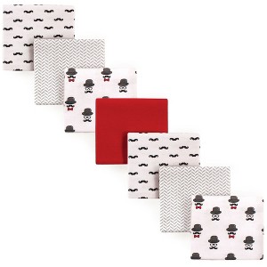 Hudson Baby Infant Boy Cotton Flannel Receiving Blankets Bundle, Mustache Hat, One Size - 1 of 1