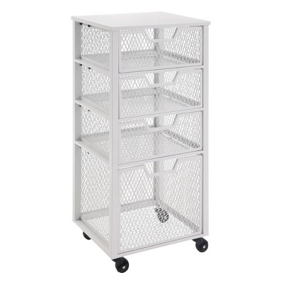 4 Drawer Clinton Metal Rolling Cart White - OSP Home Furnishings