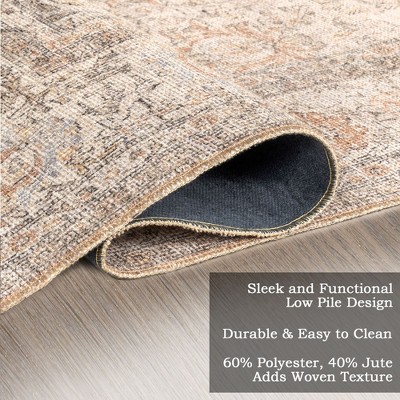 Light Brown Rectangular Synthetic Vintage Medallion 4' x 6' Area Rug