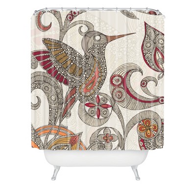 Flying Bird Shower Curtain Beige/Red - Deny Designs
