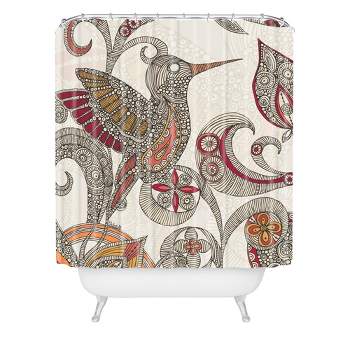 Flying Bird Shower Curtain Beige/Red - Deny Designs
