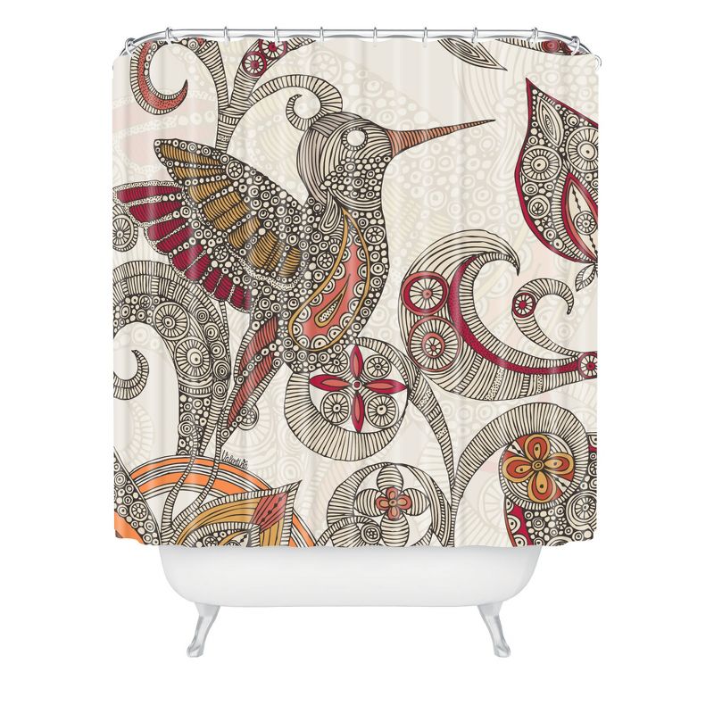 Flying Bird Shower Curtain Beige/Red - Deny Designs, 1 of 9