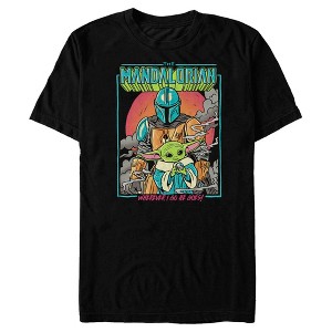 Men's Star Wars: The Mandalorian Wherever I Go He Goes Neon Poster T-Shirt - 1 of 4