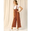 Allegra K Women's High Waist Wide Leg Belted Button Long Overalls Jumpsuit - 2 of 4
