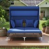 Tangkula Outdoor Daybed w/ Retractable Canopy PE Wicker Rattan Patio Double Chaise Lounger - 3 of 4