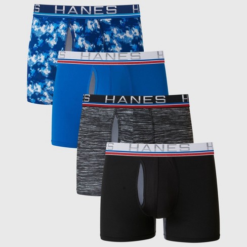 Hanes Premium Men's Xtemp Total Support Pouch 3+1 Boxer Briefs - Blue ...