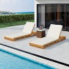 Christopher Knight Home Klayton Outdoor Acacia Wood Adjustable Chaise Lounge with Water-Resistant Cushion and Slatted Base (Set of 2) - 2 of 4