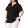 Agnes Orinda Women's Plus Size Pin Dots Notched V-Neck Dressy Trendy Fashion Casual Summer Blouses - 2 of 4