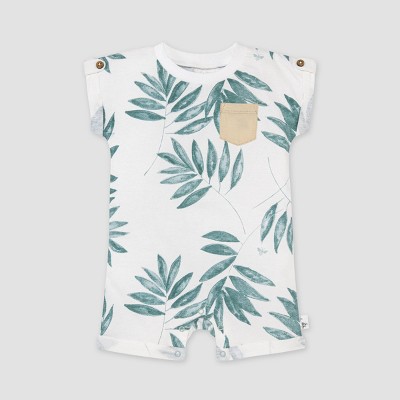 Image of Burt's Bees Baby® Palm Vibes Romper - Blue 0-3M