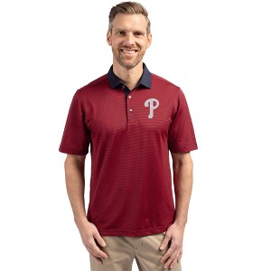 Philadelphia Phillies Cutter & Buck Virtue Eco Pique Micro Stripe Recycled Mens Big & Tall Polo - 1 of 1