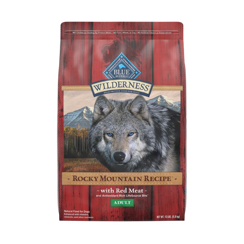 Blue Buffalo Wilderness Rocky Mountain Recipe High Protein Natural Adult Dry Dog Food Red Meat with Grain - 13lbs, 1 of 12