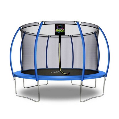 Moxie Trampolines 12' Pumpkin-Shaped Outdoor Trampoline Set with Premium Top-Ring Frame Safety Enclosure - Blue