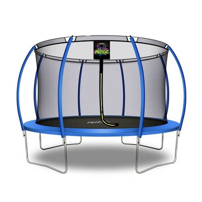 Moxie Trampolines 12' Pumpkin-Shaped Outdoor Trampoline Set with Premium Top-Ring Frame Safety Enclosure - Blue