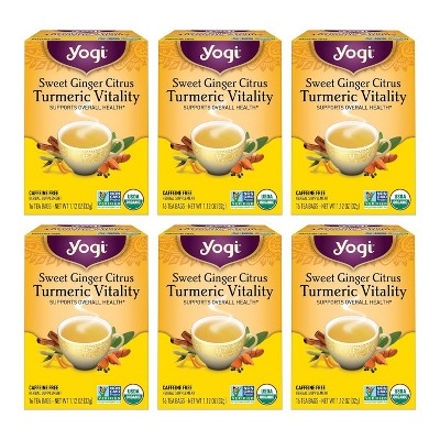 Yogi Tea Sweet Ginger Citrus Turmeric Vitality - 16 Bags per Pack 6 Packs