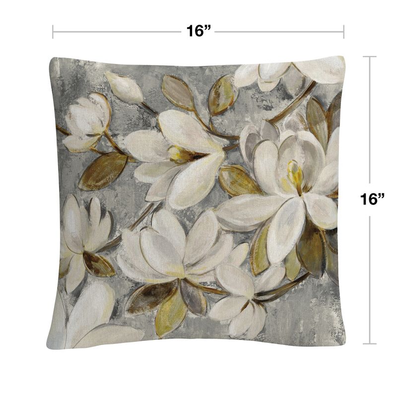 Trademark Fine Art - Silvia Vassileva 'Magnolia Simplicity Neutral Gray' 16 x 16 Decorative Throw Pillow, 4 of 5