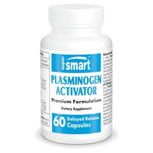 SuperSmart Plasminogen Activator - with Pterostilbene, Nattokinase, Serrapeptase, OPC | Non-GMO & Gluten Free - 60 Delayed Release Capsules - 1 of 1