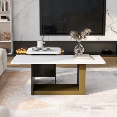 ACEPANO Set of 2 Modern Small Square Coffee End Table with Spacious Top-White