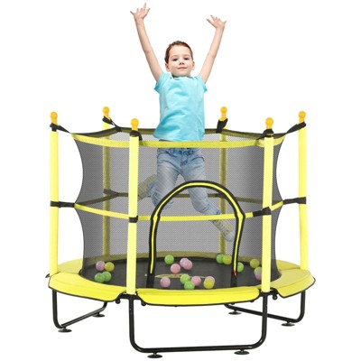 VisioGear Trampoline for Kid, 55" Toddler Trampoline with Safety Net & Ball Pit – Indoor Outdoor Bouncer for Kids Ages 3-10, Yellow, 55*55*47.25