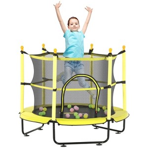 DSVIMOY Trampoline for Kid, 55" Toddler Trampoline with Safety Net & Ball Pit – Indoor Outdoor Bouncer for Kids Ages 3-10, Yellow, 55*55*47.25 - 1 of 4